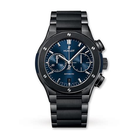 hublot classic fusion all black blue 45mm|hublot classic fusion chronograph 45mm.